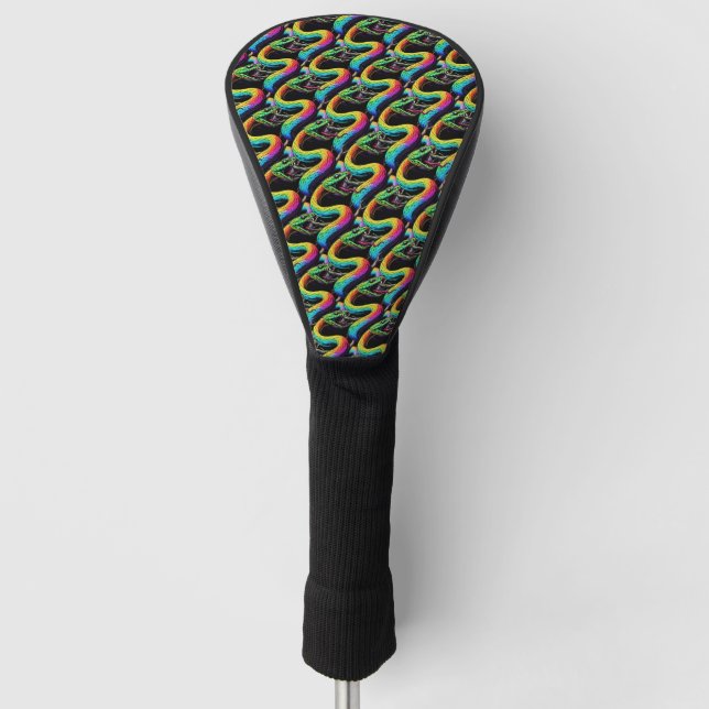 Colourful Snake Illustration Golf Head Cover (Front)