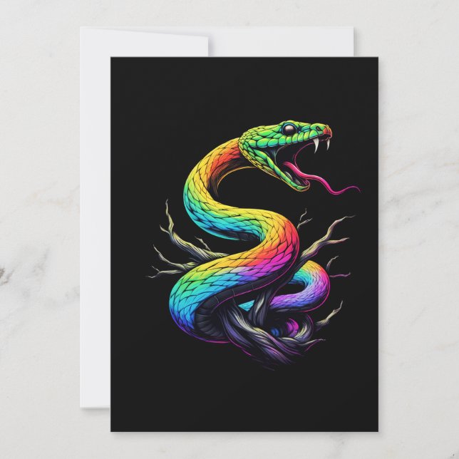 Colourful Snake Illustration Invitation (Front)