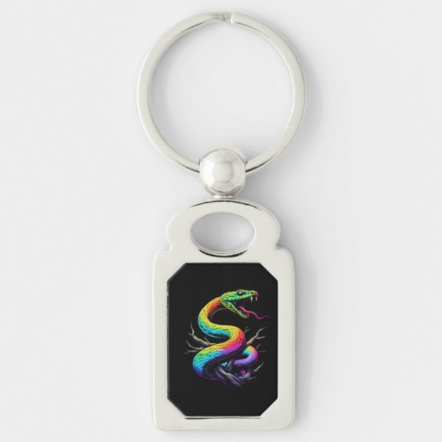 Colourful Snake Illustration Key Ring (Front)
