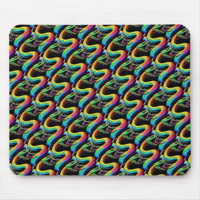 Colourful Snake Illustration Mouse Pad (Front)