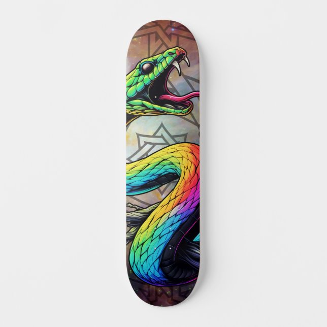 Colourful Snake Illustration Skateboard (Front)