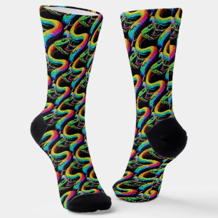 Colourful Snake Illustration Socks