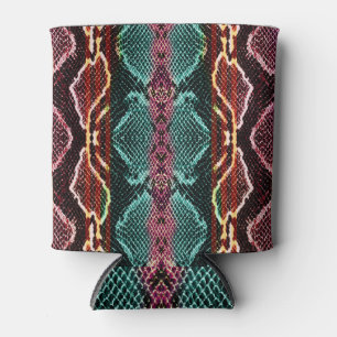 Colourful snake skin, animal print. can cooler