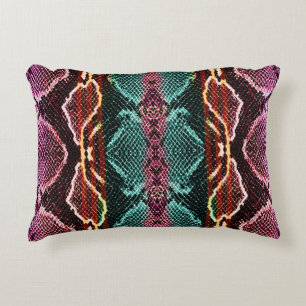 Colourful snake skin, animal print. decorative cushion