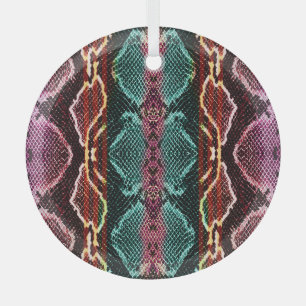 Colourful snake skin, animal print. glass tree decoration