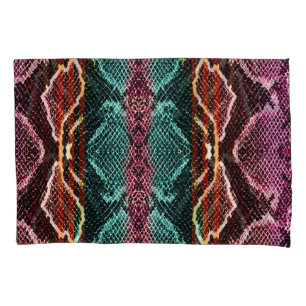 Colourful snake skin, animal print. pillowcase