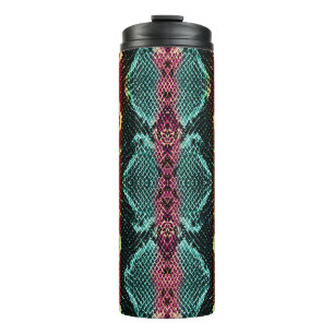 Colourful snake skin, animal print. thermal tumbler