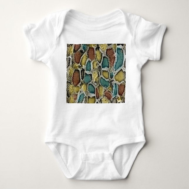Colourful snake skin: seamless design. baby bodysuit (Front)