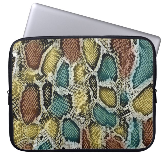 Colourful snake skin: seamless design. laptop sleeve (Front)