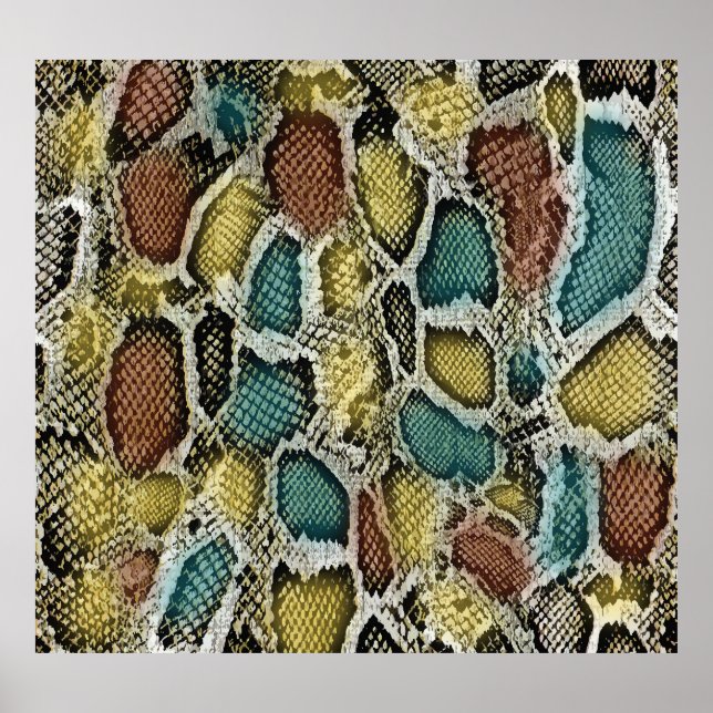 Colourful snake skin: seamless design. poster (Front)