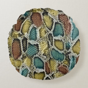 Colourful snake skin: seamless design. round cushion