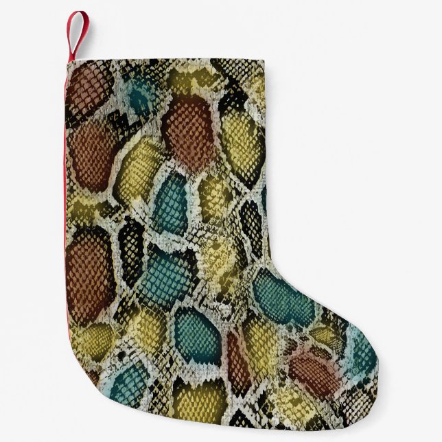 Colourful snake skin: seamless design. small christmas stocking (Front)