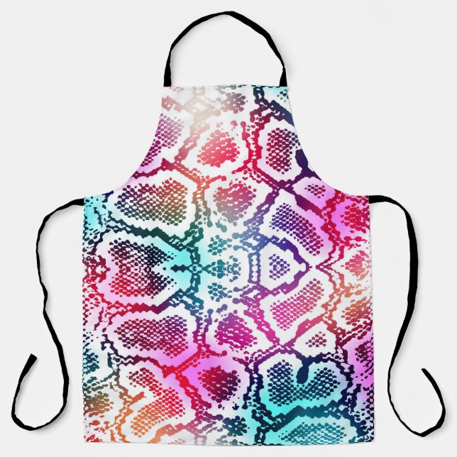 Colourful Snake Skin Texture Pattern. Apron (Front)