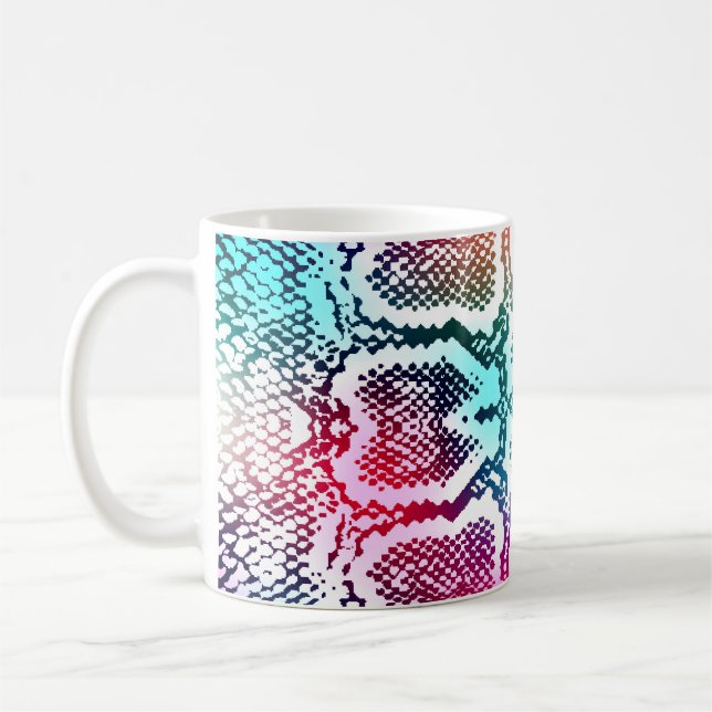 Colourful Snake Skin Texture Pattern. Coffee Mug (Left)