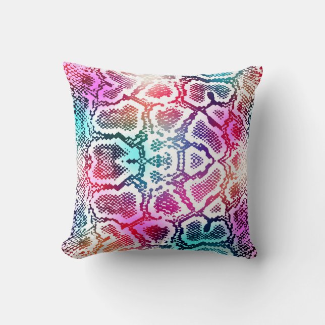 Colourful Snake Skin Texture Pattern. Cushion (Front)
