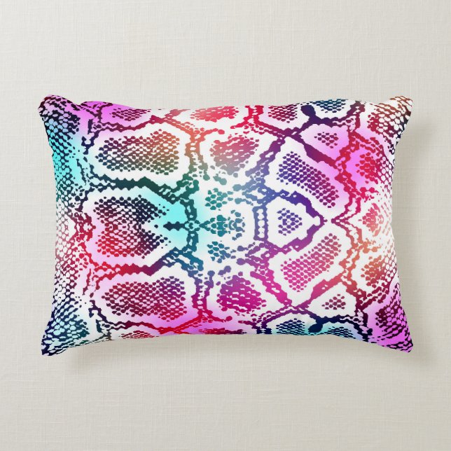 Colourful Snake Skin Texture Pattern. Decorative Cushion (Front)