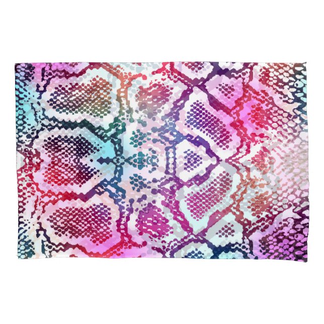 Colourful Snake Skin Texture Pattern. Pillowcase (Front)
