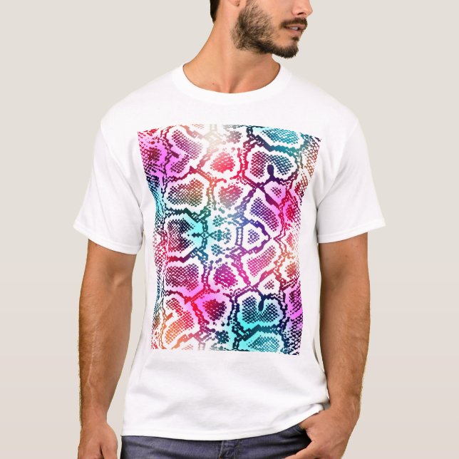 Colourful Snake Skin Texture Pattern. T-Shirt (Front)