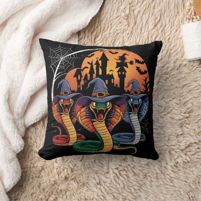 Colourful snakes in witch hats for Halloween night Cushion (Blanket)