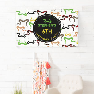 Colourful Snakes Python Reptile Birthday Party Banner