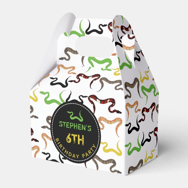 Colourful Snakes Python Reptile Birthday Party  Favour Box (Front Side)
