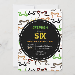 Colourful Snakes Python Reptile Birthday Party Invitation