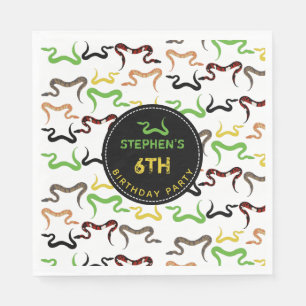 Colourful Snakes Python Reptile Birthday Party Napkin