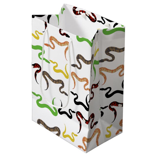 Colourful Snakes Python Reptile Pattern  Medium Gift Bag (Front Angled)