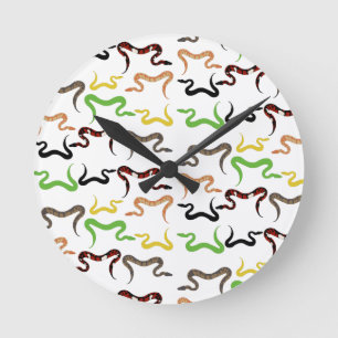 Colourful Snakes Python Reptile Pattern   Round Clock