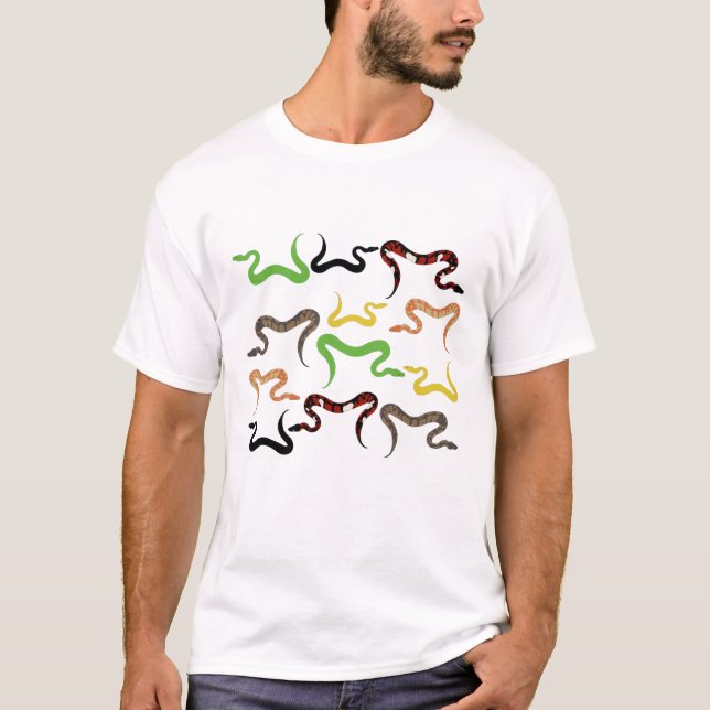 Colourful Snakes Python Reptile Pattern  T-Shirt (Front)