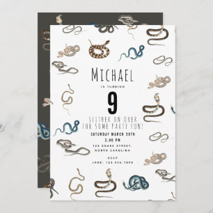 Colourful Snakes Reptile Animal Birthday Party Inv Invitation