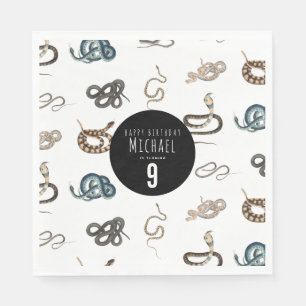 Colourful Snakes Reptile Animal Birthday Party Napkin