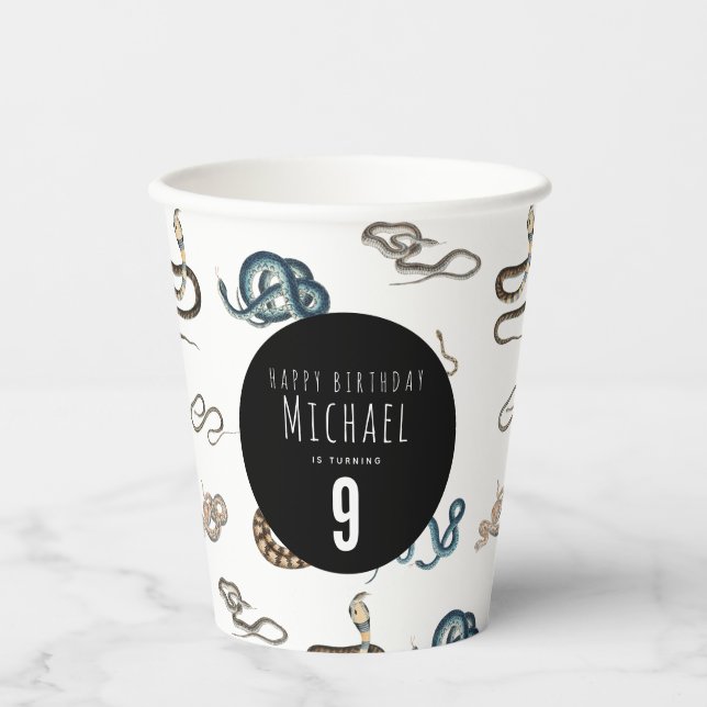 Colourful Snakes Reptile Animal Birthday Party Paper Cups (Front)