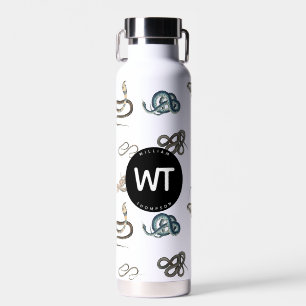 Colourful Snakes Reptile Animal Pattern Monogram Water Bottle