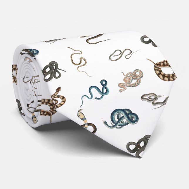 Colourful Snakes Reptile Animal Pattern Tie (Rolled)