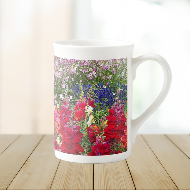 Colourful Snapdragon Garden Floral Bone China Mug (In Situ)