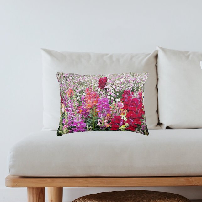 Colourful Snapdragon Garden Floral Decorative Cushion (In Situ Sofa)