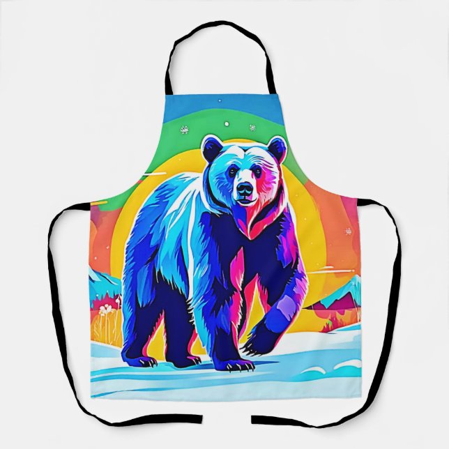 Colourful Snow Bear Art Apron (Front)