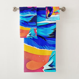 Colourful Snow Bear Art Bath Towel Set