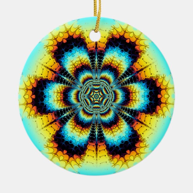 Colourful snowflake ceramic ornament (Front)