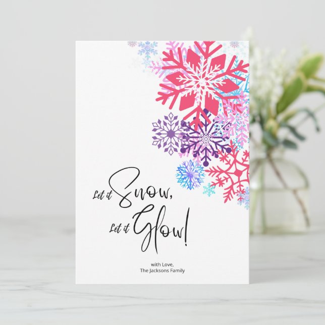 Colourful Snowflake Christmas Cheer Holiday Card (Standing Front)