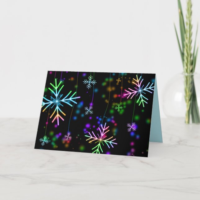 Colourful snowflake Christmas pattern greeting car Holiday Card (Front)