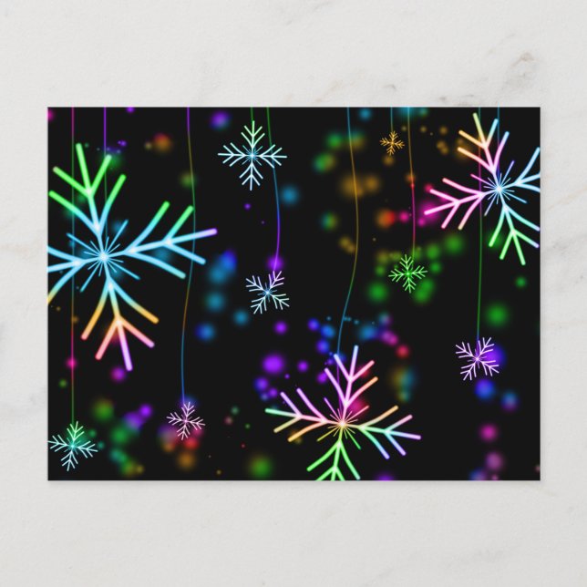 Colourful snowflake Christmas pattern postcard (Front)