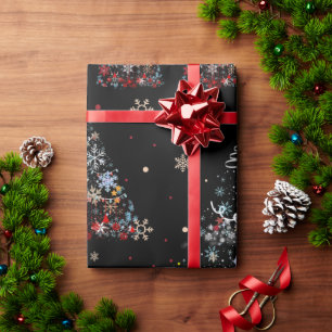 Colourful Snowflake Festive Christmas Tree Lights Wrapping Paper