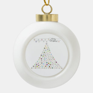 Colourful Snowflake Merry Christmas Tree Ceramic Ball Christmas Ornament