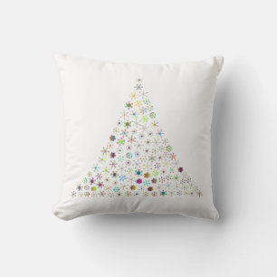 Colourful Snowflake Merry Christmas Tree Cushion