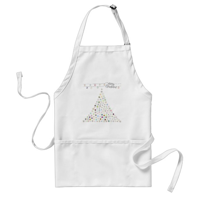 Colourful Snowflake Merry Christmas Tree Standard Apron (Front)