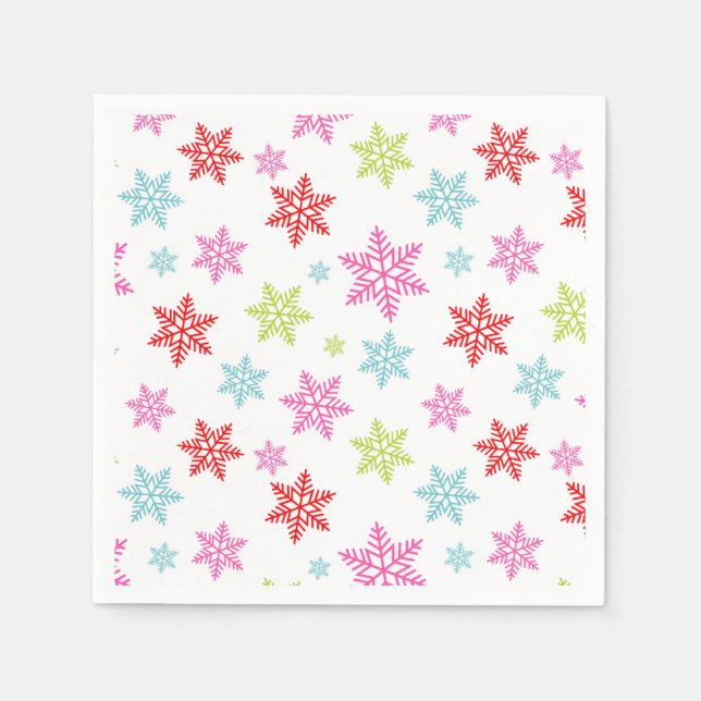 Colourful Snowflake Pattern – Festive Winter Desig Napkin (Front)