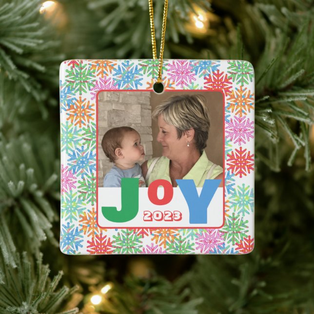 Colourful Snowflake Photo Ceramic Ornament (Tree)