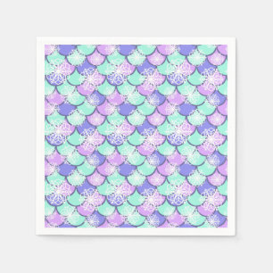 Colourful snowflake with fish scales pattern napkin